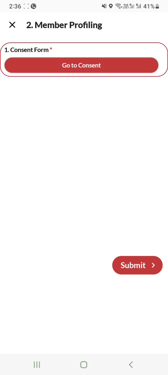 Consent invalid → red outline + rest hidden