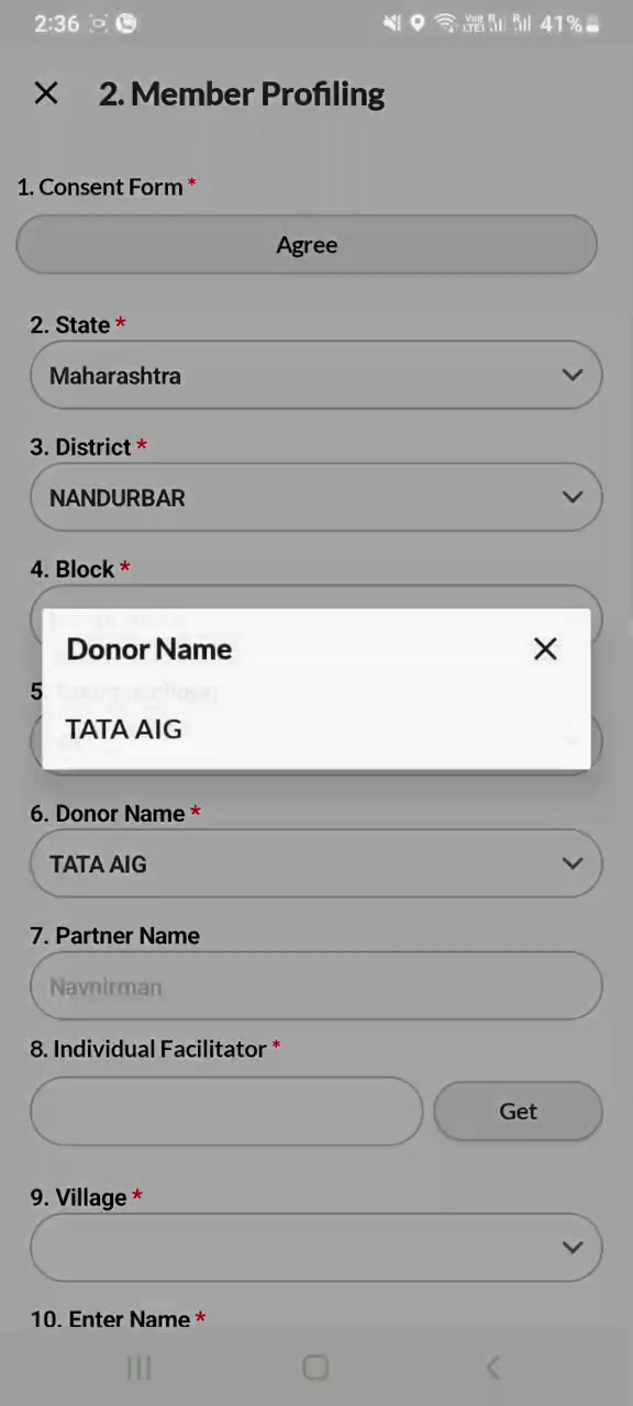 Donor Name picker