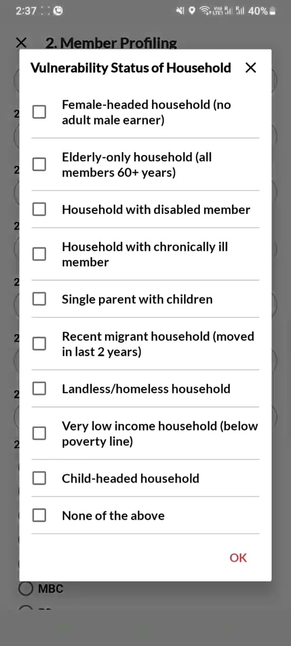 Vulnerability multi-select modal