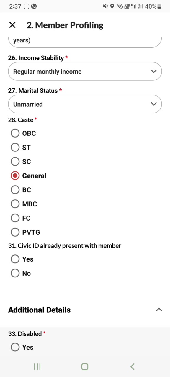 Caste radio + Civic ID
